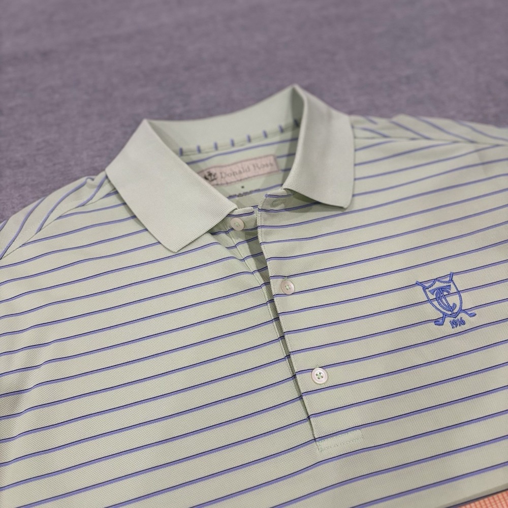 Donald Ross Sportswear Mens M Golf Polo Shirt Light Mint Green Purple Striped